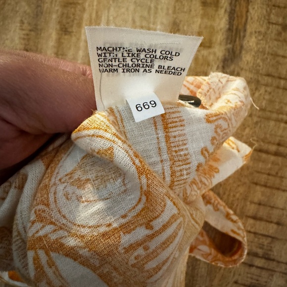 Artelier Nicole Miller linen blend Orange and Cream crop top tank postage stamps - Picture 6 of 6